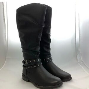 ReLife Debra Knee High Boot in Black / Black Combat & Moto Boots - Size 10.5